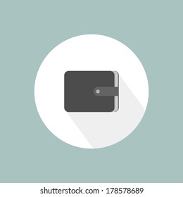 Vector wallet icon. Flat design with long shadow