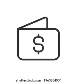 Vector wallet line icon. Symbol in trendy outline style. Vector illustration isolated on a white background. 