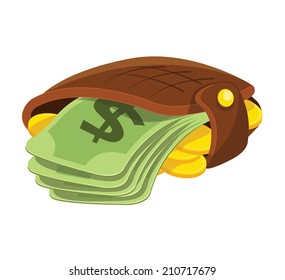 Vector Wallet and Money Flat Icon