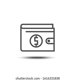 Vector wallet thin line icon, 64x64 Pixel perfect icon on white background