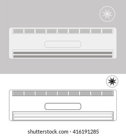 Vector Wall-mounted Air Conditioner. Air Purifier. Air Conditioner on the Wall.