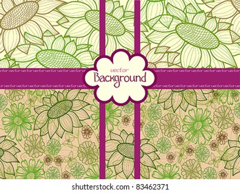 Vector wallpaper with blossom colored flowers on a yellow background