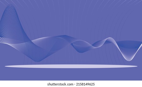 Vector wallpaper in blue. Abstract wave through the center of the wallpaper. Background behind the lines in light blue.