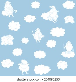 vector wallpaper with clouds for a child's room