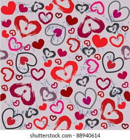 Vector wallpaper with colored hearts