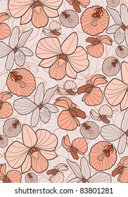 Vector wallpaper with colored orchids