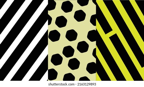 Vector wallpaper composed of three vertical parts. Simple animal motif. Zebra, giraffe, tiger. A simple illustration of animal camouflage. Animal, wildlife, camouflage.