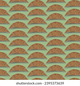 Papel de pantalla con patrón de alimento. Comida, sombra, pastelería, croissant, pastelería dulce. Croissant plegado en un área, patrón de repetición, efecto 3D, sombreado, comida.