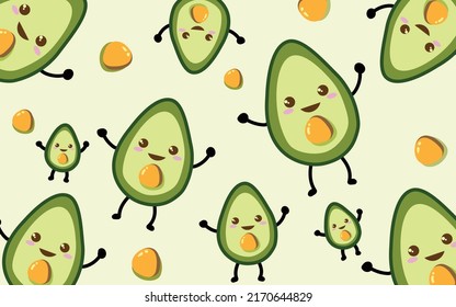 Vector - wallpaper group of smiley avocado