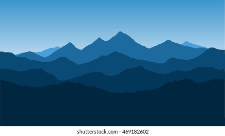 Vector wallpaper with a landscape, a mountain range