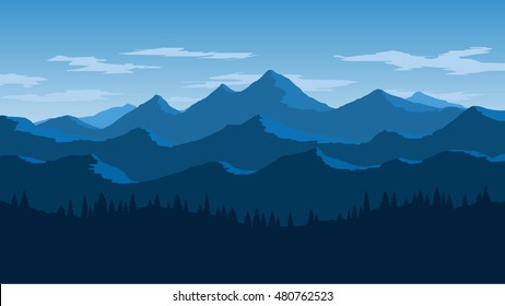 Vector Wallpaper With A Landscape, A Mountain Range