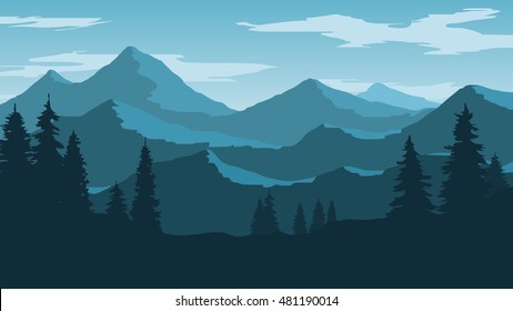 Vector wallpaper with a landscape, a mountain range