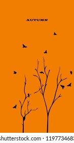 Vector Wallpaper For Mobile Autumn Trees On A Orange Background  2