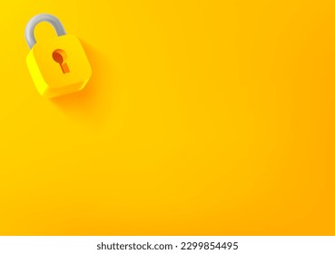 Vector wallpaper with padlock icon. 3d vector background with copy space