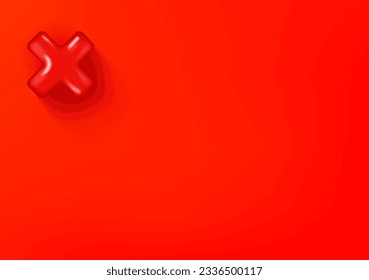 Papel de pantalla con icono de cruz roja. 3d fondo vectorial con espacio de copia