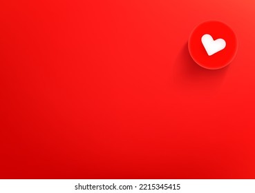 Papel de pantalla con corazón rojo. 3d fondo vectorial con espacio de copia