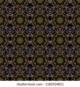 Vector wallpaper. Rope seamless tied fishnet damask pattern in brown, beige and yellow colors.