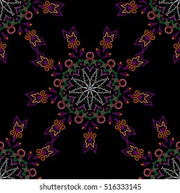 Vector wallpaper. Rope seamless tied fishnet damask pattern in green, orange and brown colors.