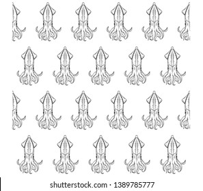Vector wallpaper seamless background with squid pattern