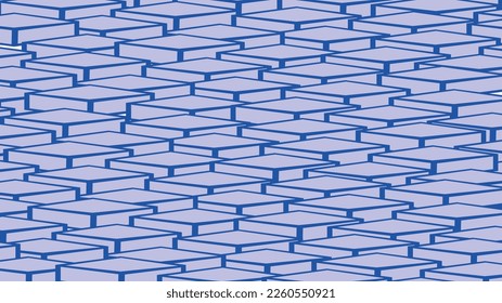 Vector wallpaper in shades of blue. Geometric objects folded into an area. Block, tile, cube, geometric, abstract. Low blocks folded into a surface.