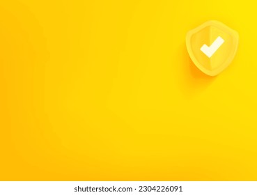 Vector wallpaper with shield icon. 3d vector background with copy space