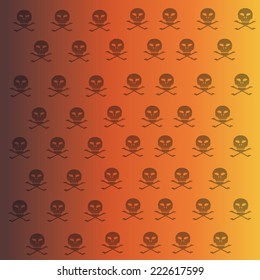 Vector wallpaper with skulls on green background.