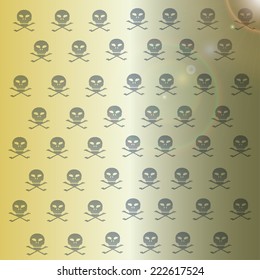 Vector wallpaper with skulls on yellow background.