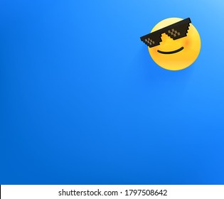 Vector wallpaper with smiling emoji. Background with copy space