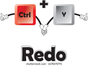 vector wallpapers Shortcut buttons Ctrl + Y commonly used in typing and editing, are made in illustrations so they are easy to remember