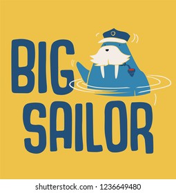 vector walrus cartoon sketch print