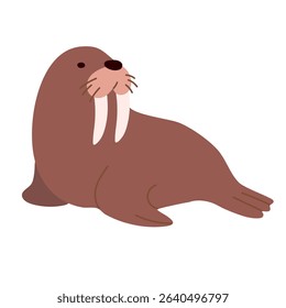 Vector walrus illustration isolated on white. Great for arctic-themed kids' learning and marine education content.