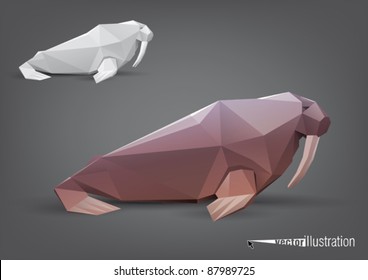 Vector walrus stylized triangle polygonal model