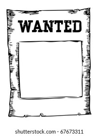 Vector Wanted Poster Image On White