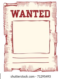 Vector Wanted Poster Image On White