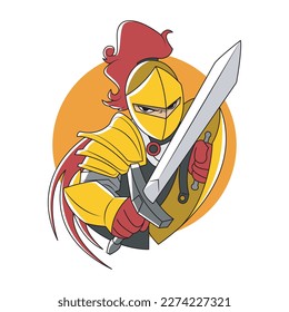 vector war knight with sword and shield