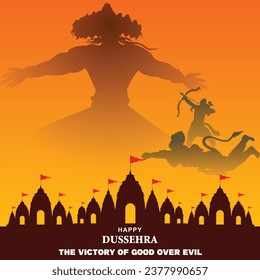 Vector war of lord rama and ravana happy dussehra.