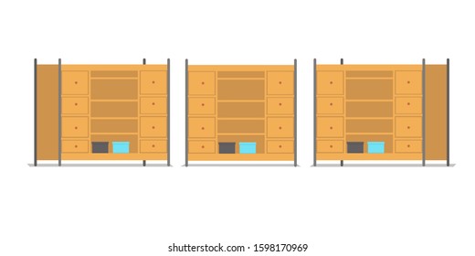 Vector of wardrobe with different point of view, can be used for interior setup