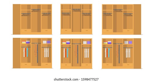 Vector of wardrobe with different point of view, can be used for interior setup.
