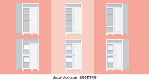 Vector of wardrobe with different point of view, can be used for interior setup