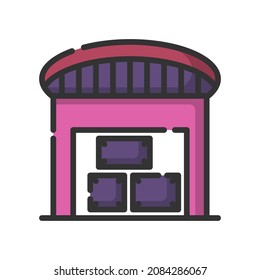 Vector warehouse filled line icon, storehouse and keeping related 64x64 Pixel, white background