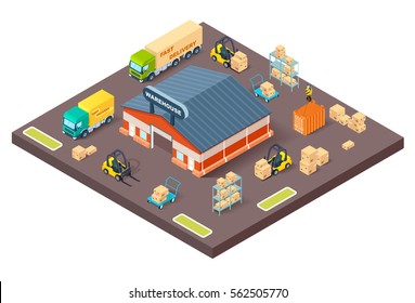 Vector Warehouse Loading Process Isometric Illustration Stock Vector 