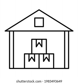 Vector Warehouse Outline Icon Design
