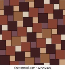 Vector warm brown tiles seamless pattern, square grid textile print, abstract texture for fashion design