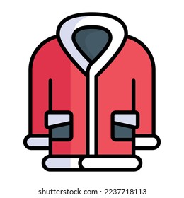 Vector warm cloth and coat for winter season icon