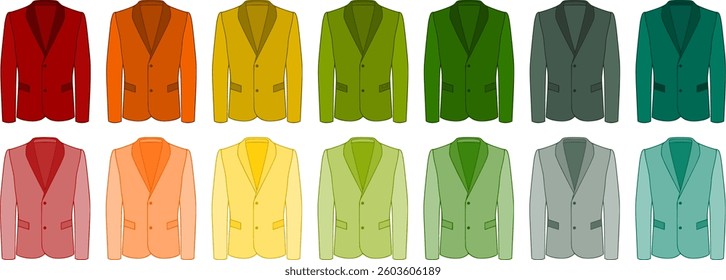 Vector warm clothes of cartoon style coats and jackets.
