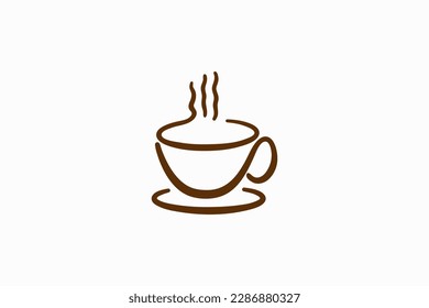 Vector warm coffee cup on white background.