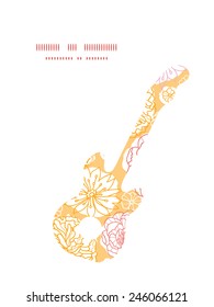 Vector warm day flowers guitar music silhouette pattern frame