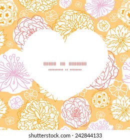 Vector warm day flowers heart silhouette pattern frame