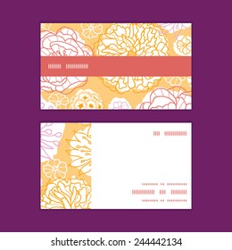 Vector warm day flowers horizontal stripe frame pattern business cards set