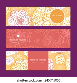 Vector warm day flowers horizontal banners set pattern background
